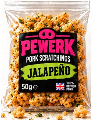 PEWERK Pork Scratchings Jalapeño approved pack
